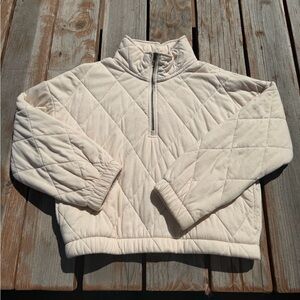 Pink Rose Quilted Pullover in Light Beige Size L